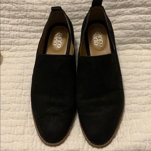 Franco Sarto slip on black suede shoes
